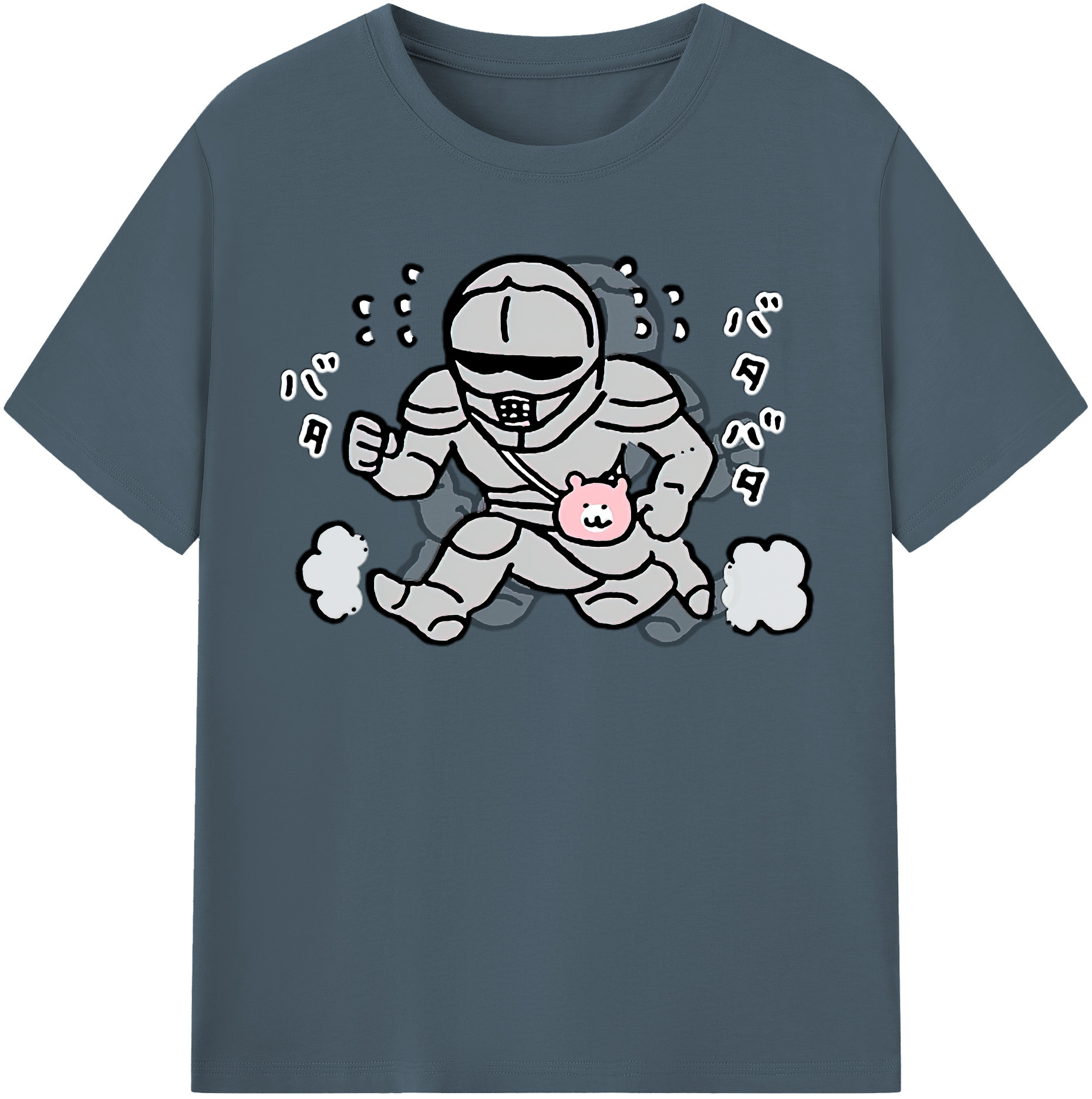 （画像用） ちいかわ 労働の鎧さん Chii-kawa Mr. Armor of Labor 綿100％半袖Tシャツ（フロントプリント）